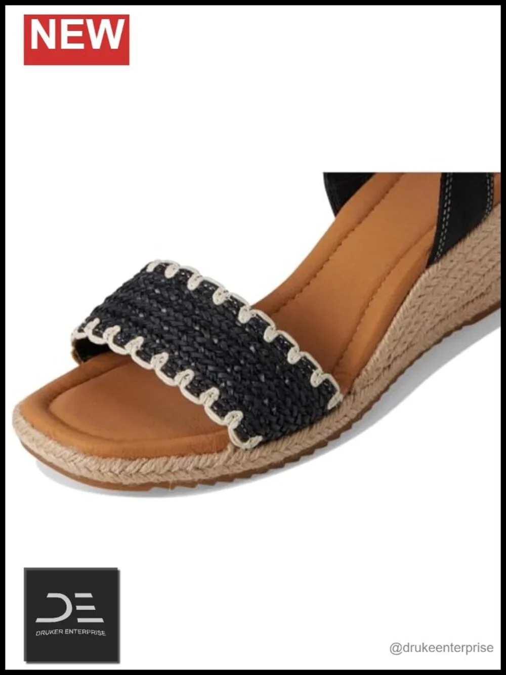 Espadrille-Inspired Leather Platform Wedge Sandals Woven Whipstitch